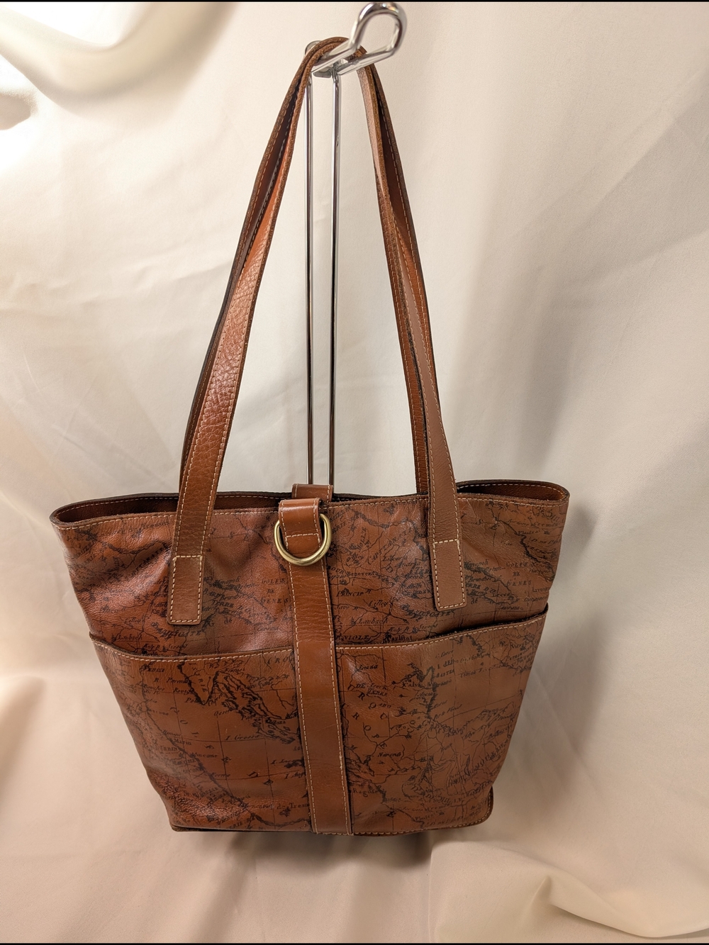 Patricia Nash Espelette Leather Bucket Tote Signature Map Print